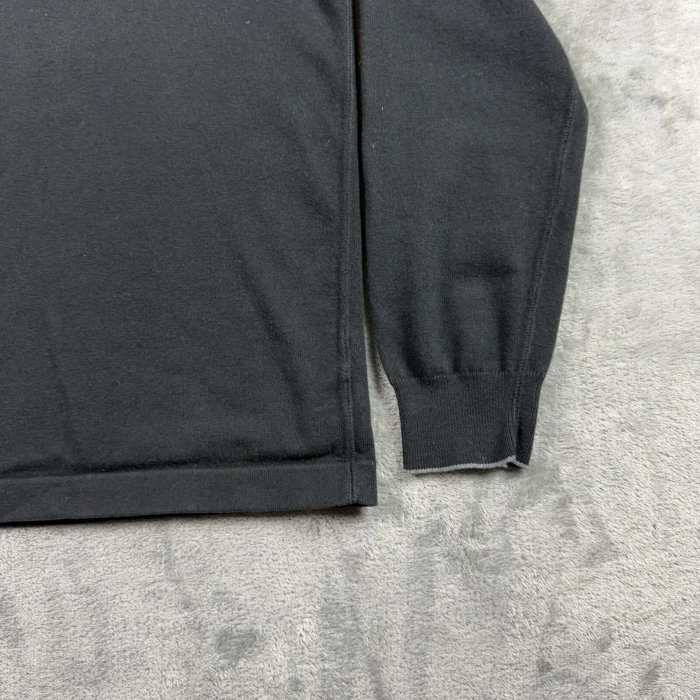 Banana Republic Sweater 1/4‎ Zip Pullover Mens Large Black Gray Cotton Cashmere